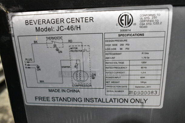 JC-46/H Metal Mini Cooler Merchandiser. 115 Volts, 1 Phase. Tested and Working! - Image 3 of 3