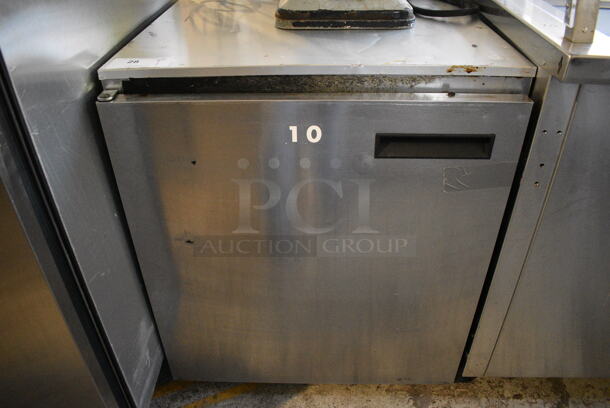 Delfield 406CA-DHL-DD1 Stainless Steel Commercial Single Door Undercounter Cooler on Commercial Casters. 115 Volts, 1 Phase. 27.5x28x32. Tested and Working! - Image 1 of 5