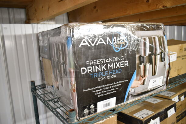 BRAND NEW SCRATCH AND DENT! AvaMix ADM3 Stainless Steel Freestanding Triple Spindle Drink Mixer / Milkshake Machine. 120 Volts, 1 Phase. Tested and Working! - Image 2 of 4
