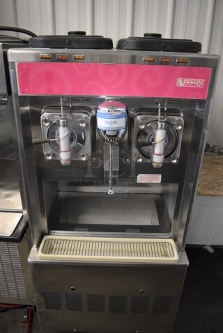 Taylor 342D-27 Stainless Steel Commercial Floor Style Air Cooled 2 Flavor Frozen Beverage Machine w/ Drink Mixer Attachment on Commercial Casters. 208-230 Volts, 1 Phase. 26x34x60