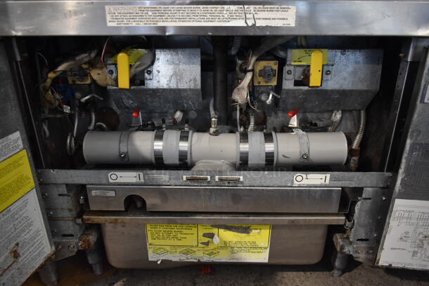 Frymaster FPP245ECSC Stainless Steel Commercial Natural Gas Powered 2 Bay Deep Fat Fryer w/ Filtration System. 122,000 BTU.  - Image 8 of 10