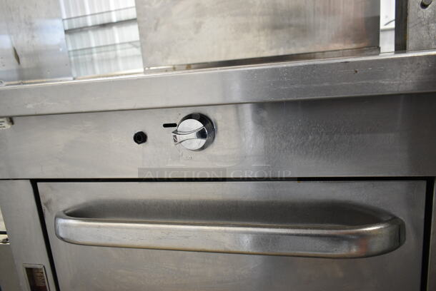 Southbend Platinum P36D-GRAD Stainless Steel Commercial Natural Gas Powered Single Burner Range w/ Salamander Cheese Melter and Oven on Commercial Casters.  - Image 6 of 11
