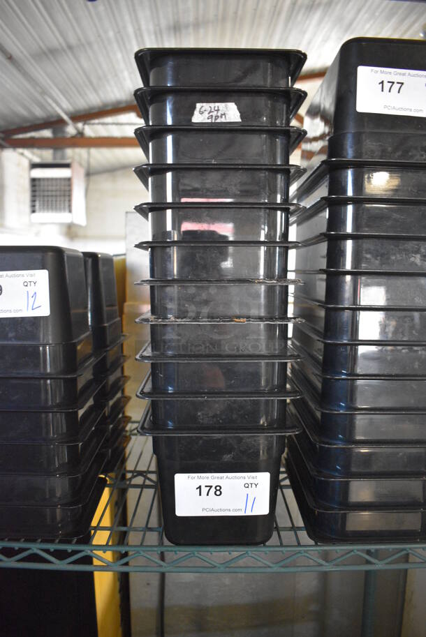 ALL ONE MONEY! Lot of 12 Cambro Black Poly 1/3 Size Drop In Bins! 1/3x6