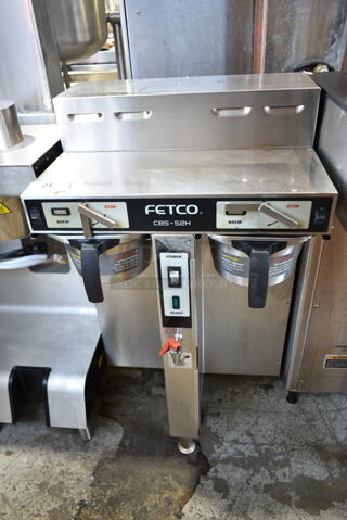 Fetco CBS-52H15 Stainless Steel Commercial Countertop Double Coffee Machine w/ Hot Water Dispenser and 2 Metal Brew Baskets. 120/208-240 Volts, 1 Phase. 