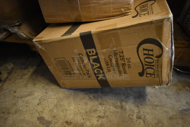 PALLET LOT of 32 BRAND NEW! Boxes Including 3 Box 500CC9 Choice 9 oz. Clear PET Customizable Plastic Squat Cold Cup - 1000/Case, 2 Box 795PLAKFT4 EcoChoice 7 7/8" x 5 1/2" x 3 1/2" Kraft PLA Lined Compostable #4 Take-Out Container - 160/Case, 347RSG2 Choice 2 oz. Clear Plastic Shot Glass - 2500/Case, Carlisle 38655  Coldmaster Ice Cream Shroud for Coldmaster 3 Gallon Cold Crock, Choice 10 oz. Clear PET Plastic Cold Cup - 1000/Case, 129MCS28W Choice 28 oz. White 8 3/4" x 6 1/4" x 1 3/4" Rectangular Microwavable Heavy Weight Container with Lid - 150/Case, 24713622 Vigor Drop In Bins, 164HIGHCWN Lancaster Table & Seating Assembled Standard Height Wooden High Chair with Walnut Finish, 129MCR24B Choice 24 oz. Black Round Microwavable Heavy Weight Container with Lid 7 1/4" - 150/Case. 32 Times Your Bid! - Image 12 of 12