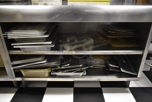 ALL ONE MONEY! Lot of Various Items on 6 Under Shelves Including Stainless Steel Drop In Bins, Lids and Plates. (kitchen #2) - Image 4 of 4