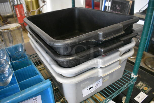 ALL ONE MONEY! Lot of 4 Poly Bus Bins; 2 Black and 2 Gray. 16x22x7 - Image 2 of 3