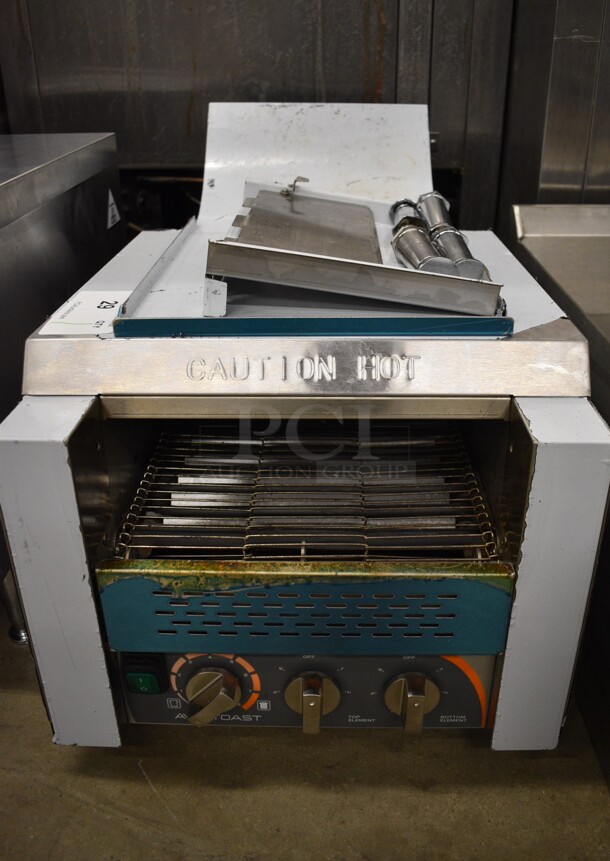 Ava Toast Model TT-300-208 Stainless Steel Commercial Countertop Conveyor Toaster Oven. Comes w/ Legs. 208 Volts, 1 Phase. 14.5x16.5x12.5
