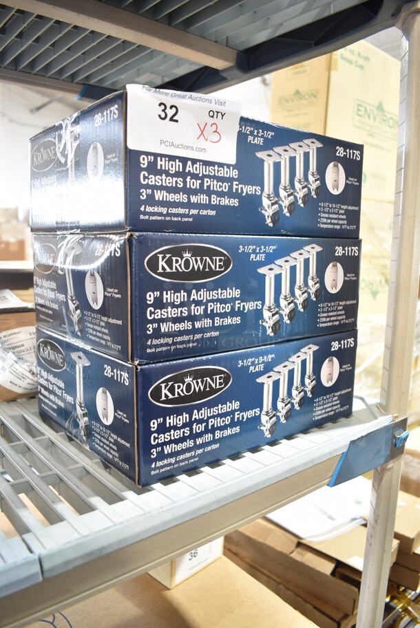 3 Boxes of 4 BRAND NEW! Krowne 28-117S 9" High Adjustable Casters for Fryers. 3 Times Your Bid! - Image 2 of 3