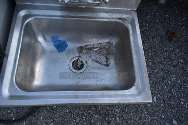 Stainless Steel Commercial Single Bay Wall Mount Sink w/ Faucet and Handles. - Image 2 of 3