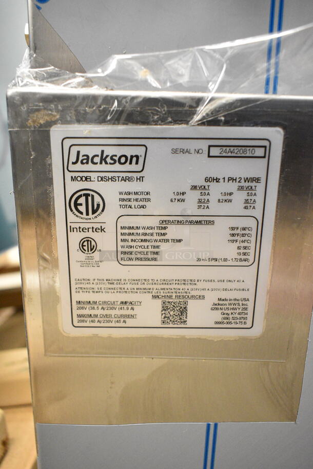 BRAND NEW SCRATCH AND DENT! 2024 Jackson DISHSTAR HT Stainless Steel Commercial Undercounter Dishwasher. 208/230 Volts, 1 Phase.  - Image 9 of 9