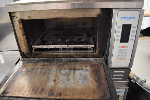 2 Turbochef NGC Stainless Steel Commercial Electric Powered Rapid Cook Ovens w/ Stainless Steel Commercial Equipment Stand on Commercial Casters. 208/240 Volts, 1 Phase. 30x30x55. 2 Times Your Bid! - Image 5 of 12