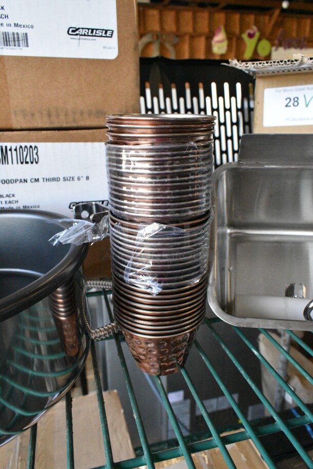3 BRAND NEW SCRATCH AND DENT! Items Including 37 Choice 176SAUCE4CH 4 oz. Hammered Copper-Plated Stainless Steel Round Sauce Cup, Carnival King 382PM3KETTLE 8 oz. Popcorn Kettle, Regency 600DW15 15" Ice Cream Dipper Well and Faucet Set. 3 Times Your Bid!  - Image 3 of 12