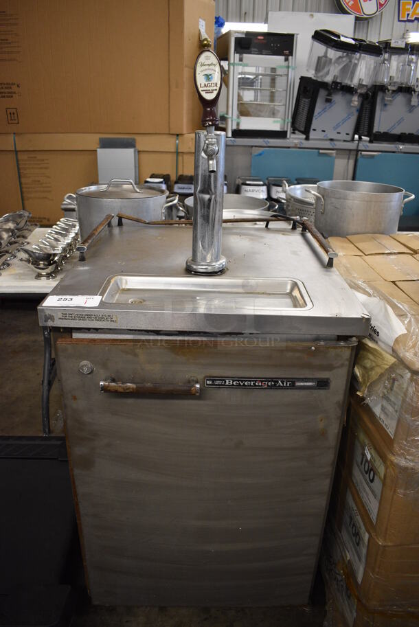 Beverage Air Metal Commercial Direct Draw Kegerator w/ Beer Tower on Commercial Casters. 24x27x57. Tested and Powers On But Does Not Get Cold
