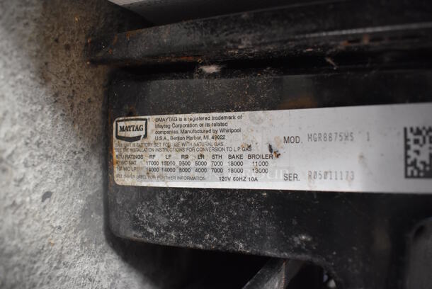 Maytag MGR8875XS 1 Stainless Steel Natural Gas Powered 4 Burner Range w/ Convection Oven. 30x27x47 - Image 10 of 10