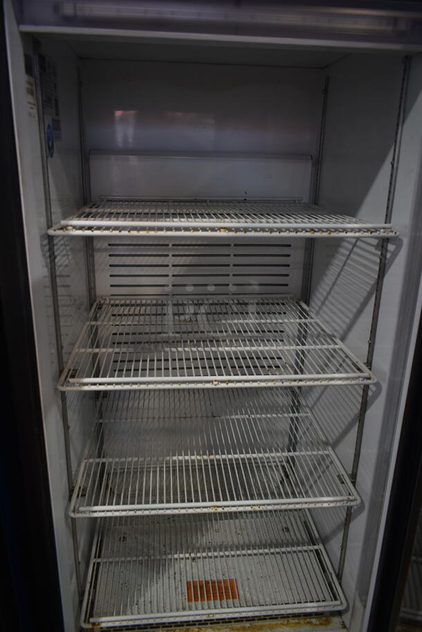 Frigoglass MC300-V2L Metal Commercial Single Door Reach In Cooler Merchandiser w/ Poly Coated Racks on Commercial Casters. 115 Volts, 1 Phase.  Tested and Working! - Image 2 of 4