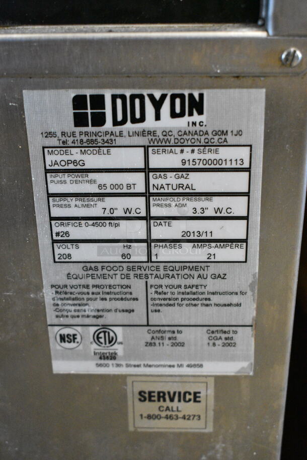 Doyon JAOP6G Stainless Steel Commercial Floor Style Natural Gas Powered Oven Proofer on Commercial Casters. 65,000 BTU.  - Image 8 of 8