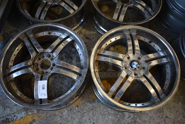4 Metal Car Tire Rims. Includes BMW Rims. SAE 12536. 21.5x9.5x21.5. 4 Times Your Bid! - Image 3 of 6