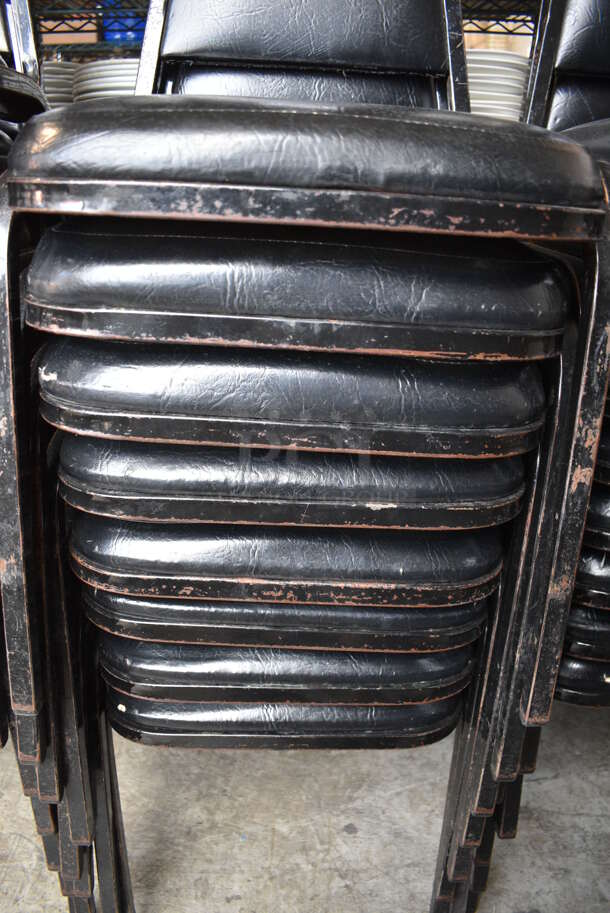 8 Black Metal Stackable Banquet Chairs w/ Black Cushions. 18x20x34. 8 Times Your Bid! - Image 5 of 5
