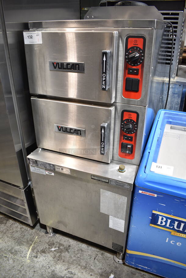 Vulcan C24GA6 Stainless Steel Commercial Floor Style Natural Gas Powered Double Deck Steam Cabinet. 125,000 BTU.  - Image 2 of 7