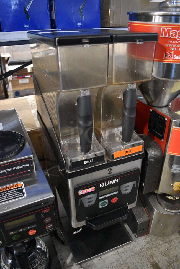 2011 Bunn Model MHG Stainless Steel Commercial Countertop Coffee Bean Grinder w/ 2 Hoppers. 120 Volts, 1 Phase. 9x16.5x30. Tested and Powers On But Does Not Grind - Image 3 of 8