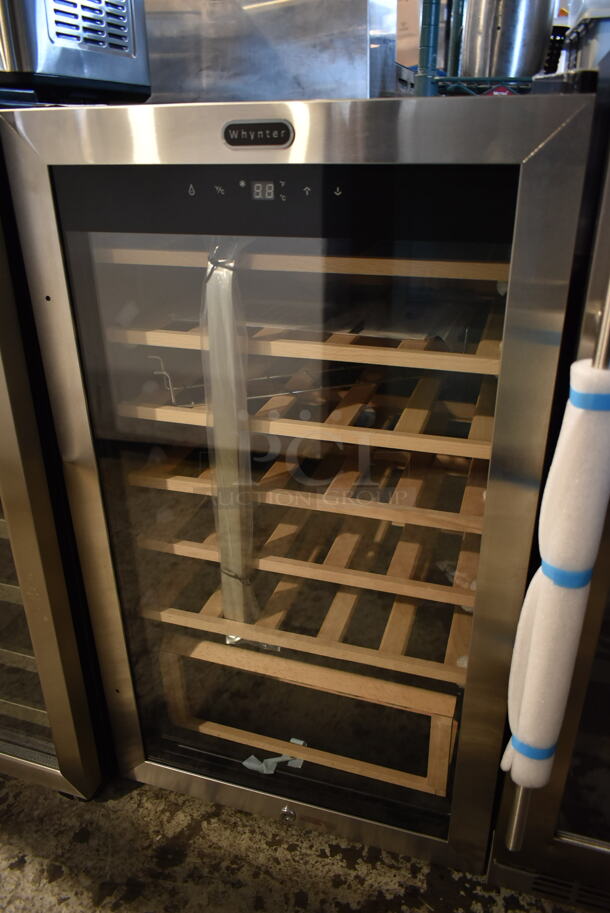 BRAND NEW SCRATCH AND DENT! Whynter FWC-341TS Metal 34 Bottle Freestanding Wine Cooler Merchandiser w/ Display Shelf and Digital Control. 115 Volts, 1 Phase. Tested and Working! - Image 2 of 4