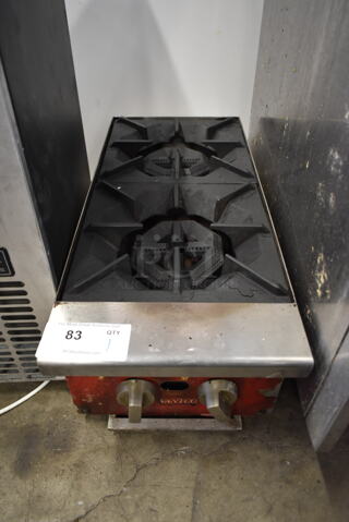 Avantco Stainless Steel Commercial Countertop Natural Gas Powered 2 Burner Range.