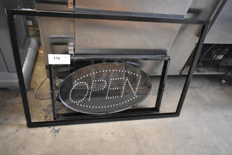Light Up Open Sign in Metal Frame.