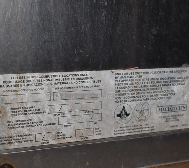 MagiKitch'n Stainless Steel Commercial Floor Style Natural Gas Powered Charbroiler Grill w/ Under Shelf. - Image 6 of 7