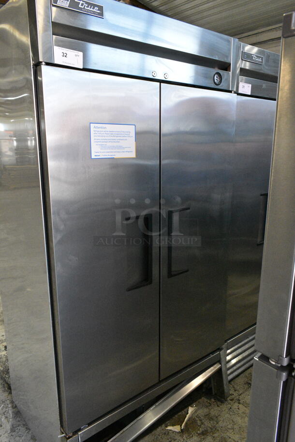 2016 True T-35 Stainless Steel Commercial 2 Door Reach In Cooler w/ Poly Coated Racks. 115 Volts, 1 Phase. Tested and Working! - Image 1 of 6