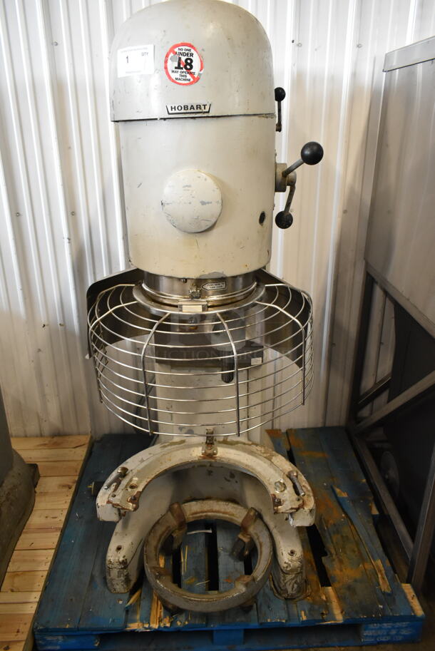 Hobart M802 Metal Commercial Floor Style 80 Quart Planetary Dough Mixer w/ Bowl Guard and Mixing Bowl Dolly. 200 Volts, 3 Phase.  - Image 2 of 9