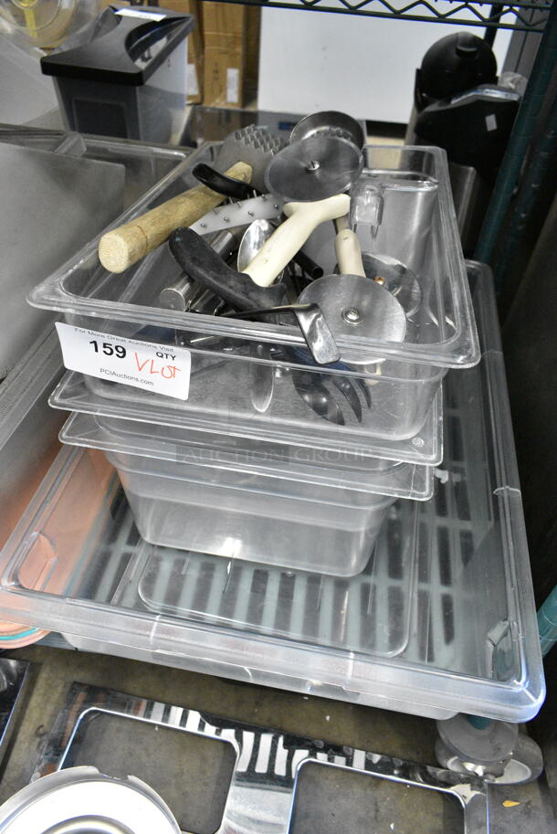 ALL ONE MONEY! Lot of Poly Bins and Utensils.  - Image 1 of 6