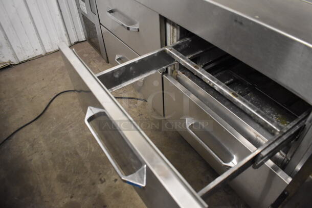 Randell Stainless Steel Commercial Sandwich Salad Prep Table Bain Marie Meta Top w/ 4 Drawers on Commercial Casters. 72x34x28. Tested and Working! - Image 7 of 8