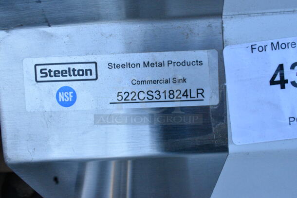 BRAND NEW SCRATCH AND DENT! Steelton 522CS31824LR Stainless Steel Commercial 3 Bay Sink w/ Dual Drain Boards. Bays 18x24. Drain Boards 16x26 - Image 8 of 8