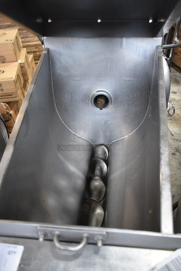 2016 Hobart MG2032 Metal Commercial Floor Style Electric Powered Meat Mixer Grinder w/ Foot Pedal on Commercial Casters. 208 Volts, 3 Phase. Tested and Working! - Image 7 of 10