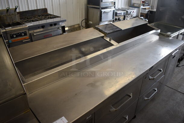 Randell Stainless Steel Commercial Pizza Prep Table w/ 4 Drawers and 1 Door on Commercial Casters. 89x34x44. Tested and Working! - Image 2 of 7