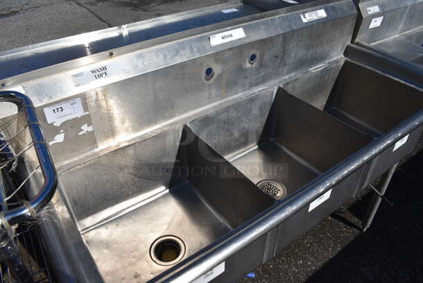Stainless Steel Commercial 3 Bay Sink. 60x24x45. Bays 18x18x11 - Image 2 of 4