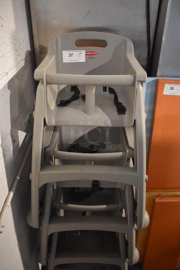 3 Rubbermaid Gray Poly High Chairs. 23x23x31. 3 Times Your Bid!