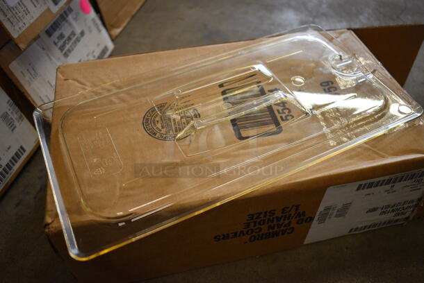 ALL ONE MONEY! Lot of 12 BRAND NEW IN BOX! Cambro Poly Light Amber Colored 1/3 Size Drop In Bin Lids! - Image 3 of 4