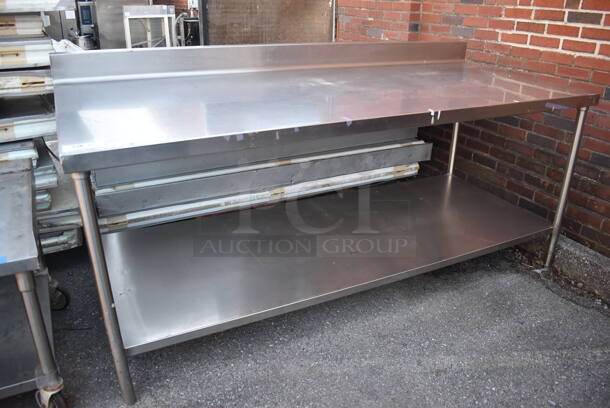 Stainless Steel Table w/ Back Splash and Under Shelf. 84x36x41 - Image 3 of 5