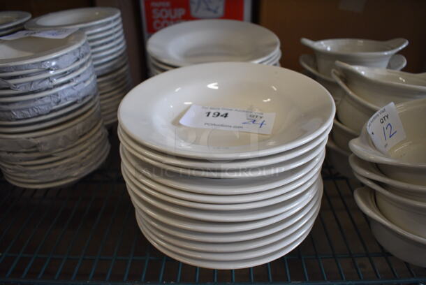 24 White Ceramic Plates. 9x9x1.5. 24 Times Your Bid!
