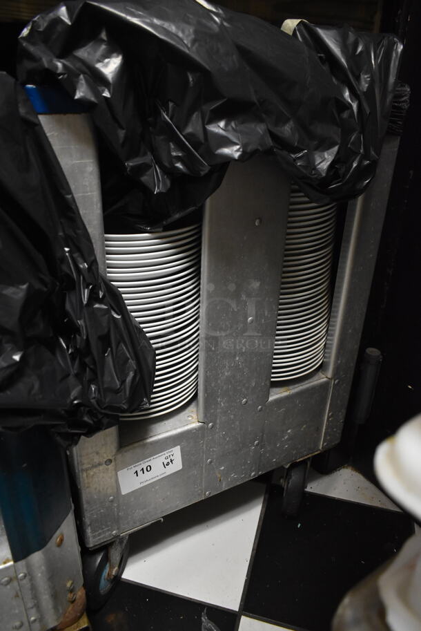 Metal Commercial Dish Carts on Commercial Casters w/ Contents Including Ceramic Plates. (ice room) - Image 1 of 3