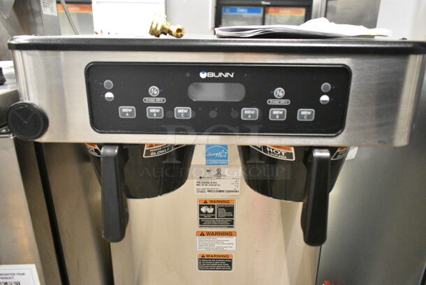 BRAND NEW SCRATCH AND DENT! 2024 Bunn ICB TWIN ENERGY STAR Stainless Steel Commercial 53200.0101 ICB Twin Tall Infusion Series Stainless Steel Automatic Coffee Brewer w/ 2 Poly Brew Baskets. Does Not Come w/ Satellites. 120/240 Volts, 1 Phase.  - Image 5 of 12