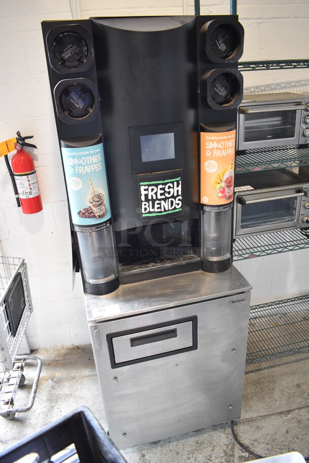 	2016 Multiplex Model MB-8-1 Stainless Steel Commercial Blend In Cup Workstation on Single Door Undercounter Cooler. 115 Volts, 1 Phase. 26x33x75. Tested and Powers On But Shows Dispenser Error - Image 2 of 6