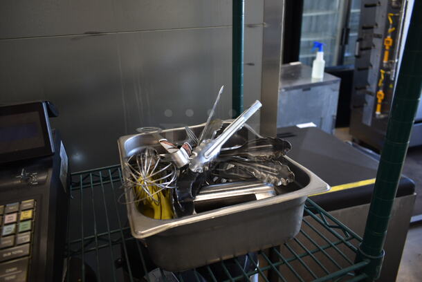 ALL ONE MONEY! Two Tier Lot of Various items Including Metal Sauce Pan and Utensils - Image 5 of 7