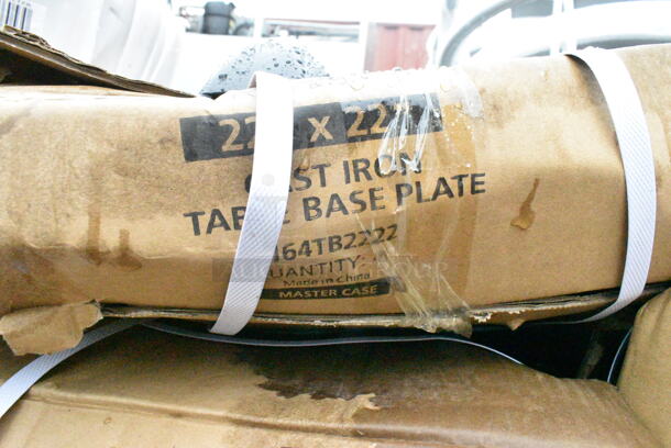 10 Box of 4 BRAND NEW SCRATCH AND DENT! Lancaster Table & Seating 164TB2222  22" x 22" Cross Cast Iron Table Base Plate. 10 Times Your Bid!  - Image 4 of 10
