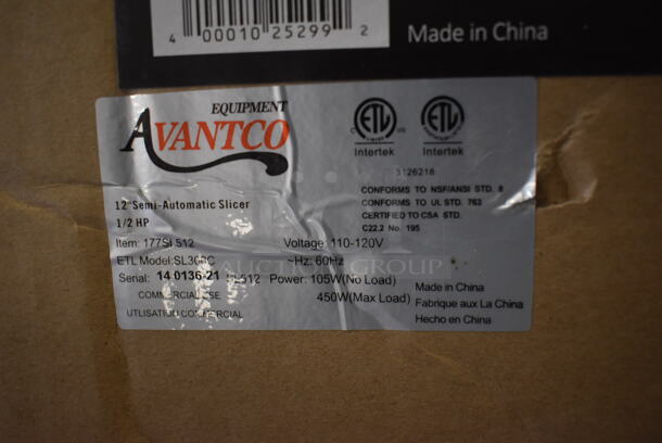 Avantco 177SL512 Stainless Steel Commercial Countertop Meat Slicer. 110-120 Volts, 1 Phase. 19x24x16. Tested and Working! - Image 8 of 8