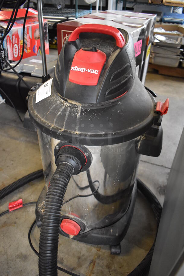 Shop Vac Red and Black Poly Wet Dry Vacuum Cleaner. 18x17x28. Tested and Working! - Image 3 of 6