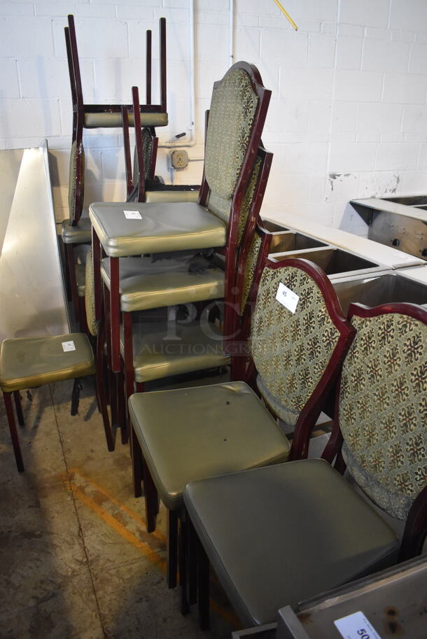 4 Brown Metal Dining Chairs w/ Green Cushion. Stock Picture - Cosmetic  Condition May Vary. 16x19x37. 4 Times Your Bid! - Image 4 of 4