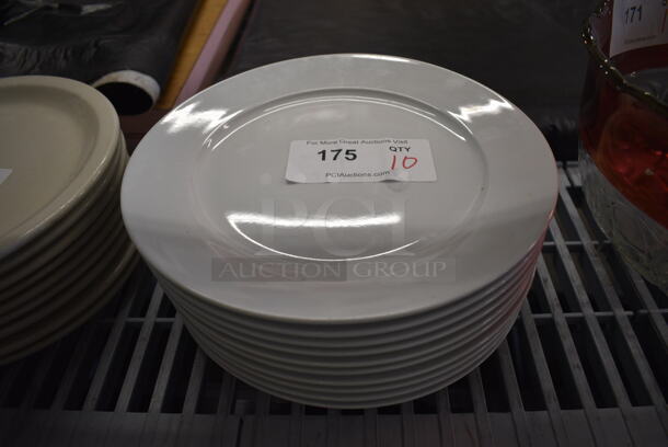 10 White Ceramic Plates. 11.5x11.5x1. 10 Times Your Bid!